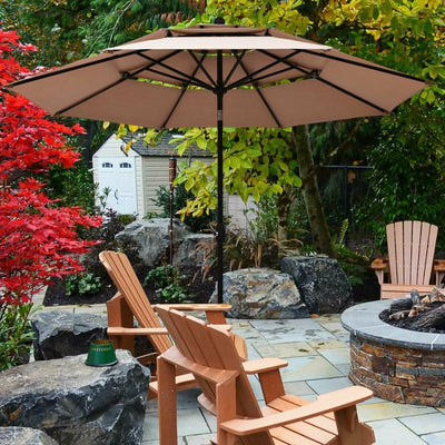 10ft Outdoor Patio 3 Tier Vented Offset Umbrella with 1.5" Aluminum Pole and 8 Sturdy Ribs