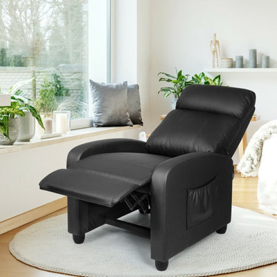 Single Recliner Chair Wingback Chair Home Theater Seating with Massage Function and Side Pocket