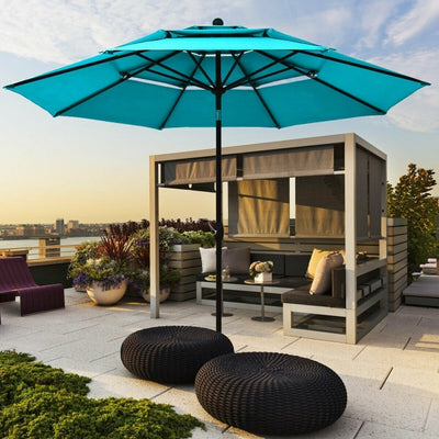 10ft Outdoor Patio 3 Tier Vented Offset Umbrella with 1.5" Aluminum Pole and 8 Sturdy Ribs