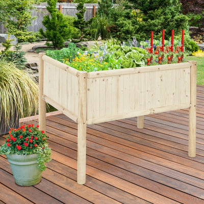 42" x 30" x 32" Raised Garden Bed Elevated Wooden Planter Box Stand with Bed Liner, 330lbs Capacity