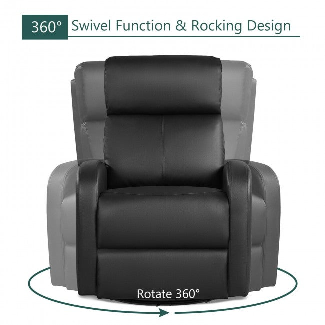 Single Recliner Chair Swivel Rocker Sofa Home Theater Seating with Padded Seat Backrest and Footrest