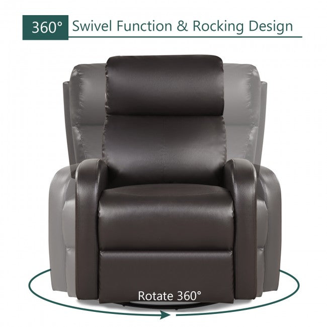 Single Recliner Chair Swivel Rocker Sofa Home Theater Seating with Padded Seat Backrest and Footrest