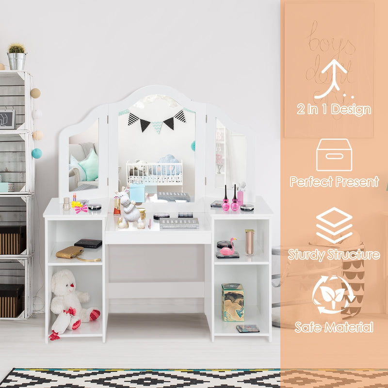 2 in 1 Detachable Design Kids Vanity Dressing Table