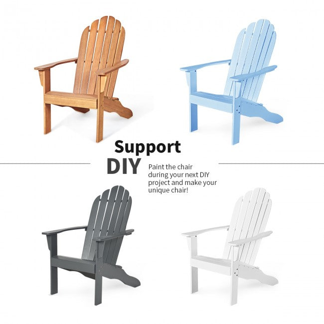 Outdoor Wooden Adirondack Lounge Chair Armchair with Ergonomic Design