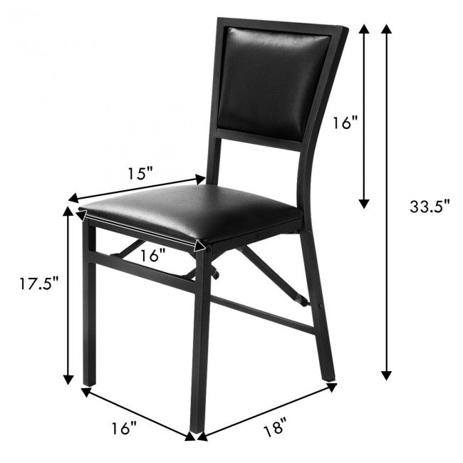 Set of 2 Metal Folding Chair Dining Chairs
