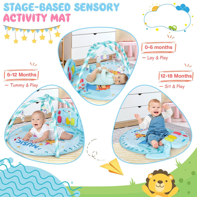 Baby Activity Play Mat with 5 Hanging Sensory Toys