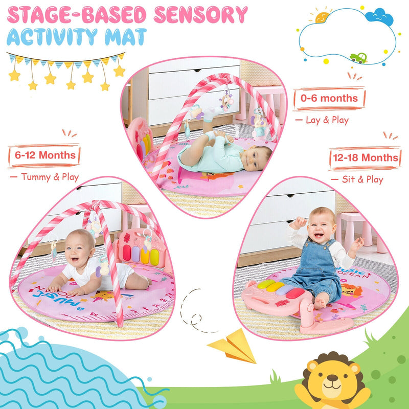 Baby Activity Play Mat with 5 Hanging Sensory Toys