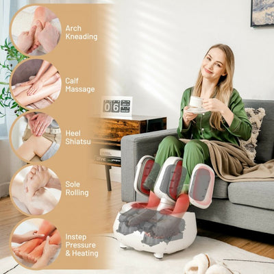 2-in-1 Shiatsu Foot and Calf Massager Deep Tissue Feet Massage Machine with Heat Deep Kneading for Plantar Fasciitis