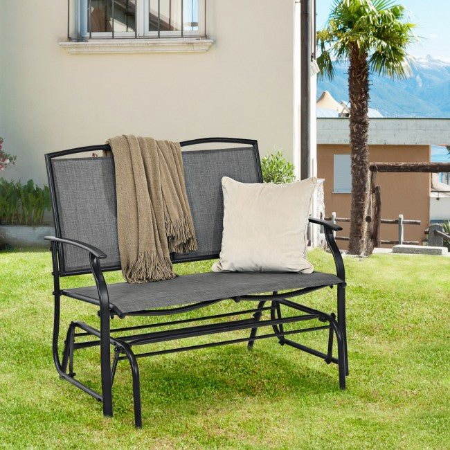 Iron Patio Rocking Chair Swing Chair Lounge Glider for Garden Backyard Pool