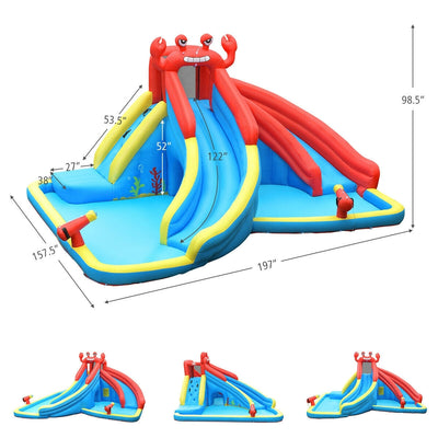 Inflatable Water Slide Bounce House with Water Cannon and Air Blower