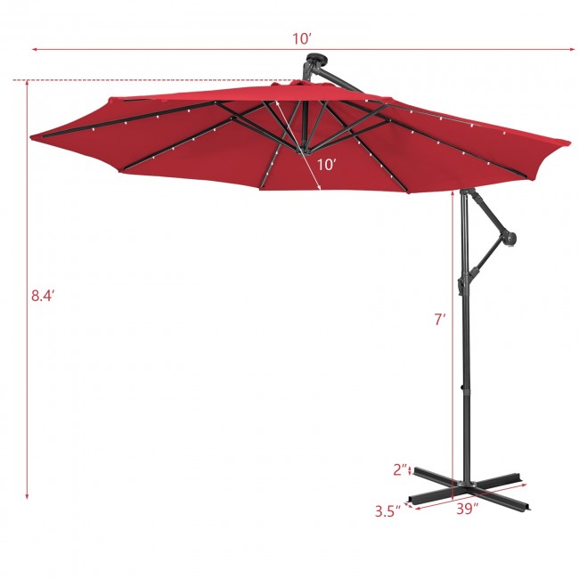 10ft Patio Offset Hanging Umbrella with Easy Tilt Adjustment