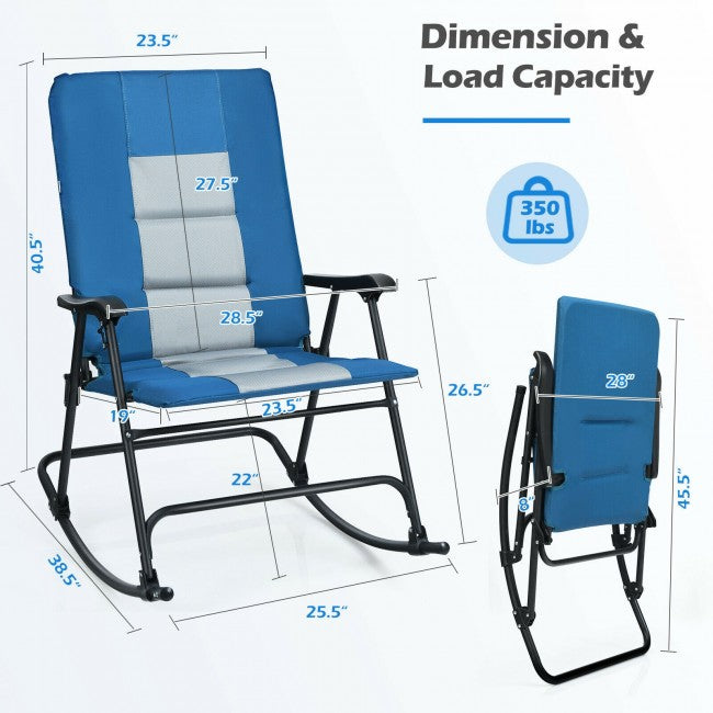 Outdoor Portable Folding Rocking Chair with Armrest &amp; Padded Seat