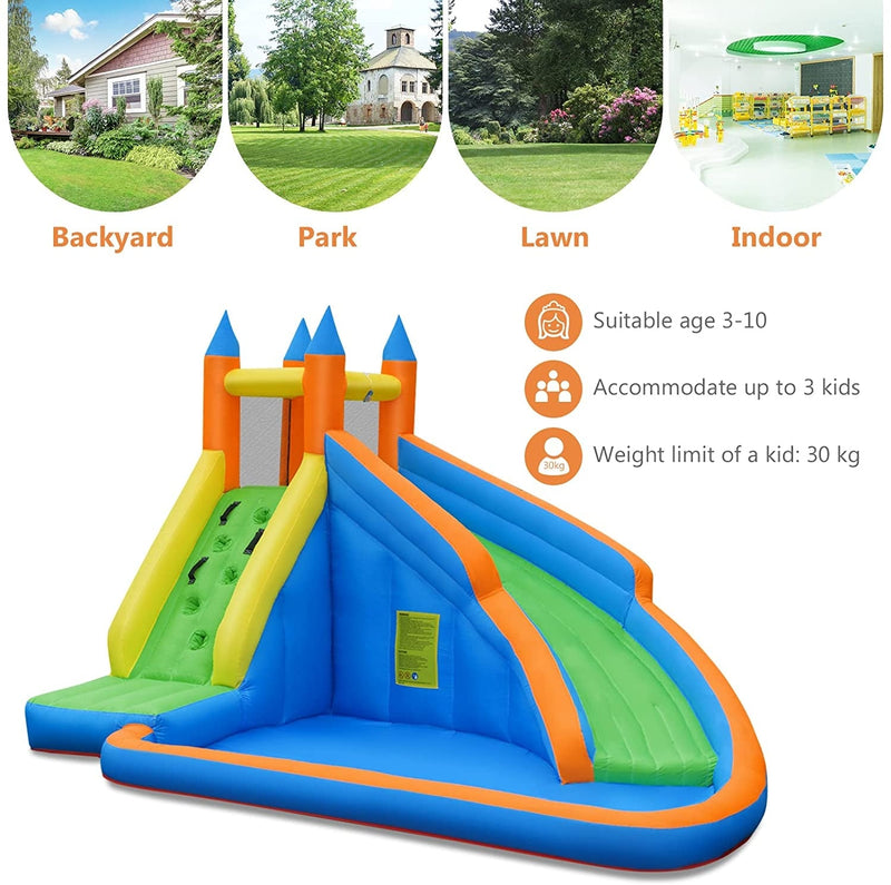 Kids Inflatable Water Slide Bouncing House with Carrying Bag and 480W Blower