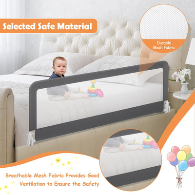 59 Inch Extra Long Folding Breathable Baby Children Toddlers Bed Rail Guard with Safety Strap