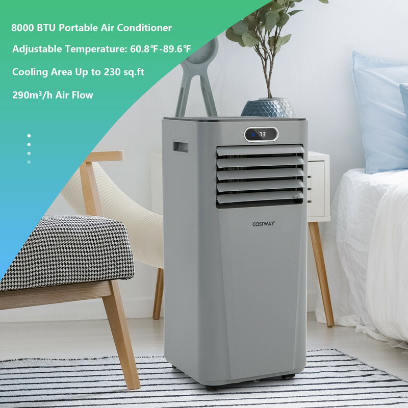 8000BTU 3-in-1 Portable Air Conditioner with Remote Control