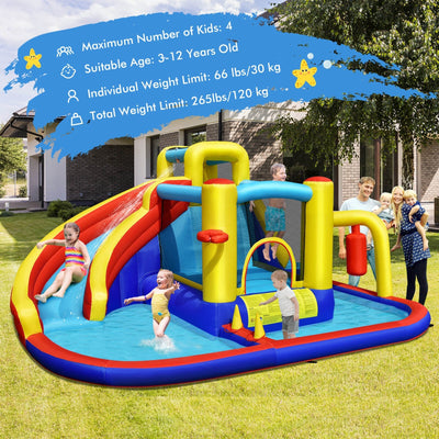 7-in-1 Inflatable Water Slide Bounce Castle Without Blower