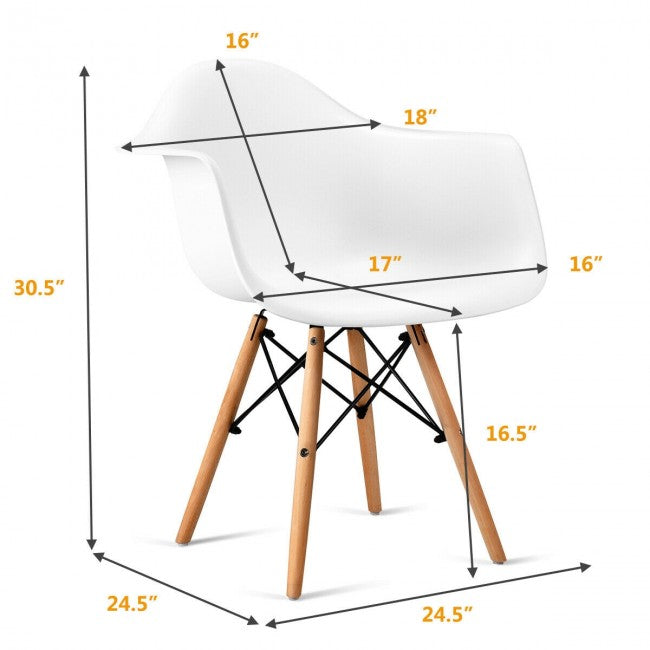 Set of 2 Mid-Century Dining Chairs Arm Chairs with Wood Legs