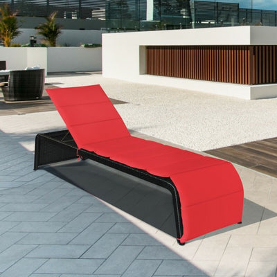 5-Position Adjustable Outdoor Patio Rattan Lounge Chair Recliner with Cushion