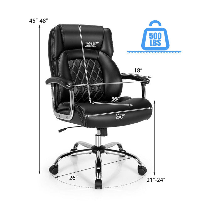 500LBS Big and Tall Office Chair Height Adjustable Executive Computer Chair with Padded Armrest and Rocking Backrest