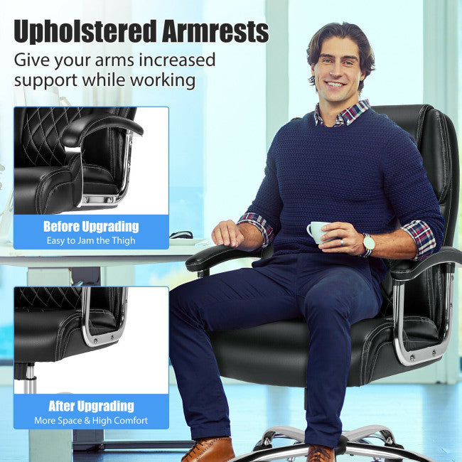 500LBS Big and Tall Office Chair Height Adjustable Executive Computer Chair with Padded Armrest and Rocking Backrest