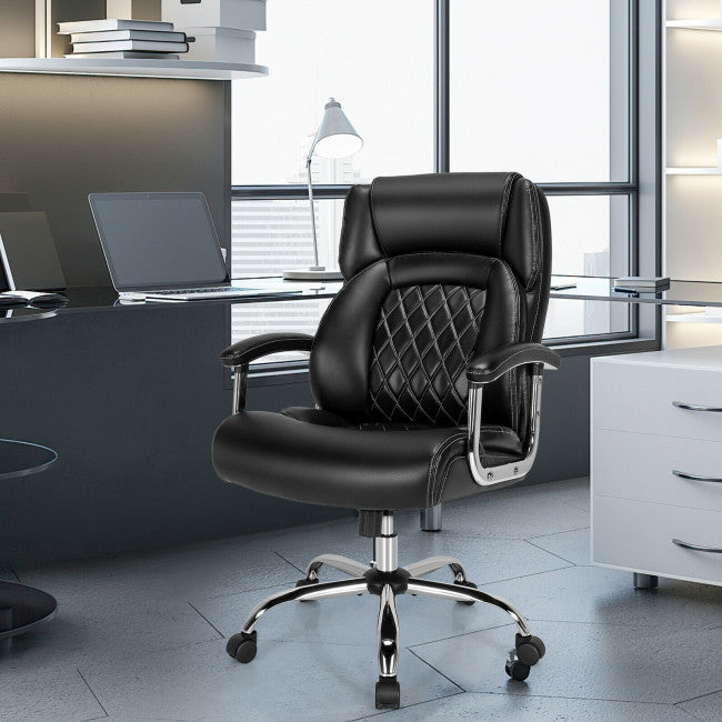 500LBS Big and Tall Office Chair Height Adjustable Executive Computer Chair with Padded Armrest and Rocking Backrest