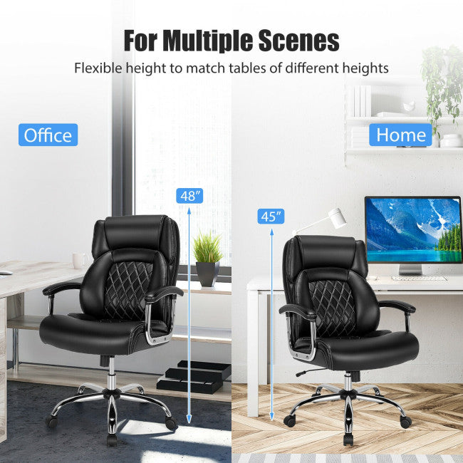 500LBS Big and Tall Office Chair Height Adjustable Executive Computer Chair with Padded Armrest and Rocking Backrest