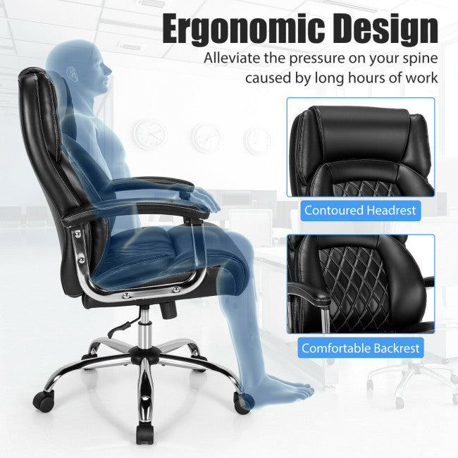 500LBS Big and Tall Office Chair Height Adjustable Executive Computer Chair with Padded Armrest and Rocking Backrest