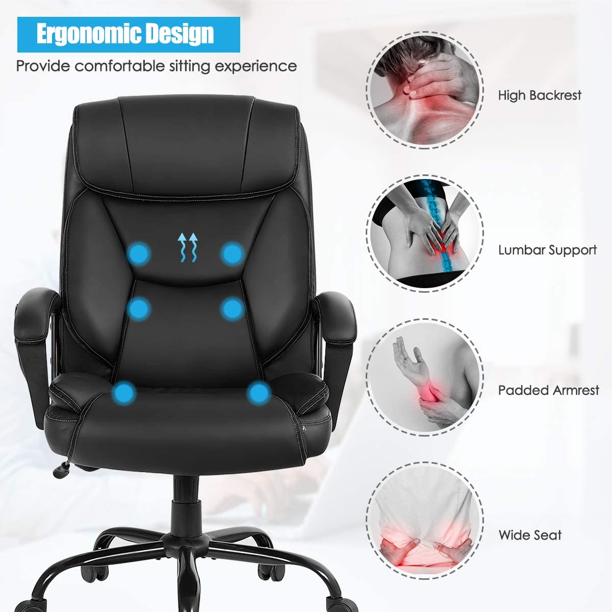 Big and Tall Massage Office Chair Wide Seat Ergonomic Desk Chair