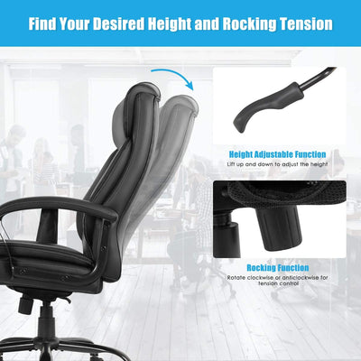 500 lbs Big and Tall Office Chair Massage Executive Chair with Wide Seat and Padded Armrest