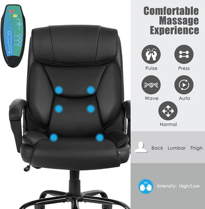 500 lbs Big and Tall Office Chair Massage Executive Chair with Wide Seat and Padded Armrest