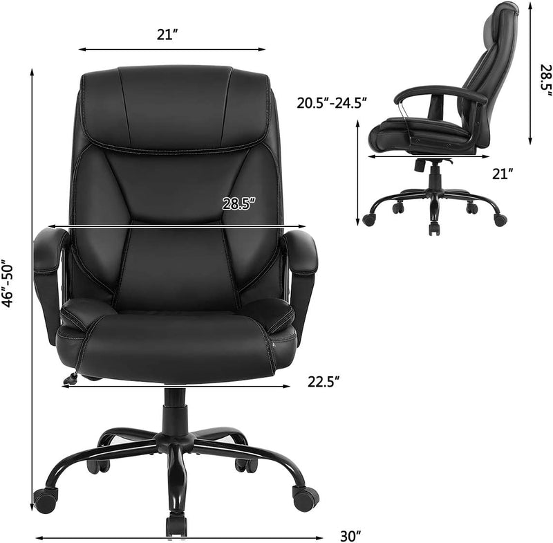 500 lbs Big and Tall Office Chair Massage Executive Chair with Wide Seat and Padded Armrest