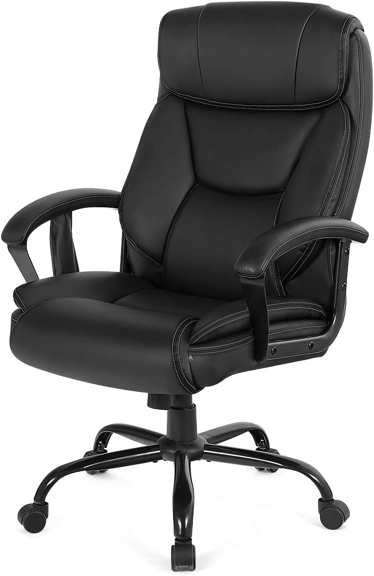 500 lbs Big and Tall Office Chair Massage Executive Chair with Wide Seat and Padded Armrest