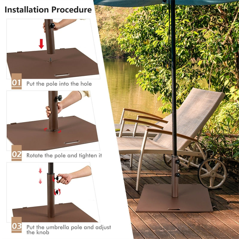50 LBS 24 Inch Heavy Duty Outdoor Square Patio Umbrella Base with Wheels