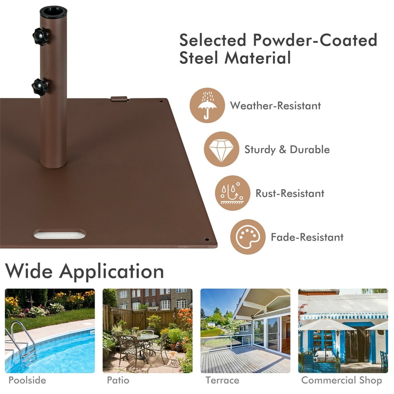 50 LBS 24 Inch Heavy Duty Outdoor Square Patio Umbrella Base with Wheels