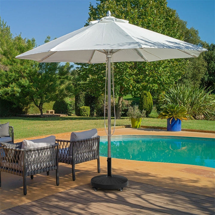 50 LBS Heavy Duty Round Patio Umbrella Base Stand with Lockable Wheels