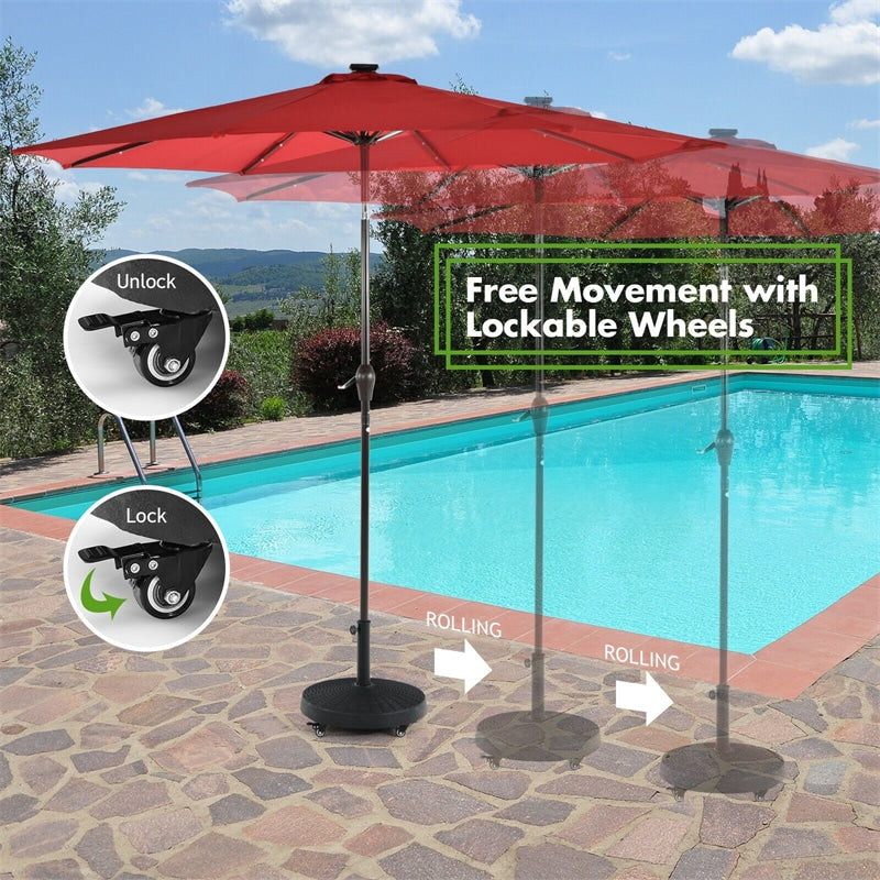 50 LBS Heavy Duty Round Patio Umbrella Base Stand with Lockable Wheels