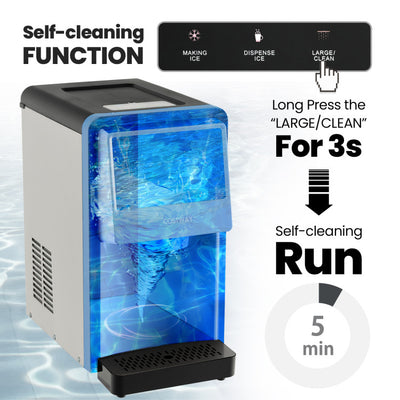 55 lbs/24H Self-Dispensing Countertop Nugget Ice Maker Portable Ice Machine with Self-cleaning Function Control Panel LED Light