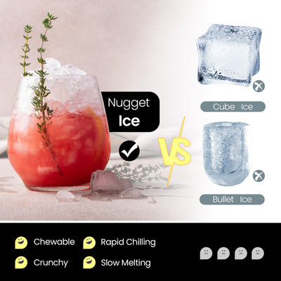 55 lbs/24H Self-Dispensing Countertop Nugget Ice Maker Portable Ice Machine with Self-cleaning Function Control Panel LED Light