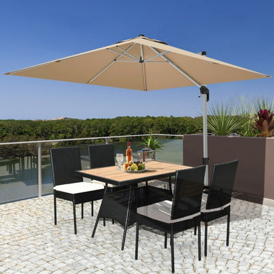 5 Pieces Outdoor Rattan Dining Table Set Patio Furniture Set  with Padded Cushions