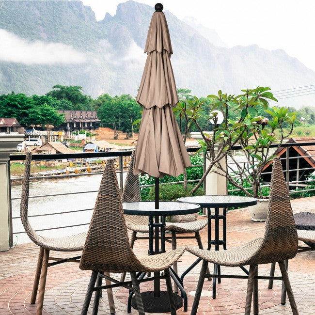 10ft Outdoor Patio 3 Tier Vented Offset Umbrella with 1.5" Aluminum Pole and 8 Sturdy Ribs