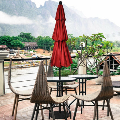 10ft Outdoor Patio 3 Tier Vented Offset Umbrella with 1.5" Aluminum Pole and 8 Sturdy Ribs