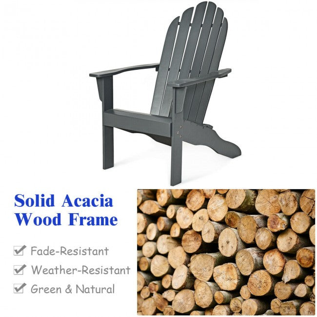 Outdoor Wooden Adirondack Lounge Chair Armchair with Ergonomic Design