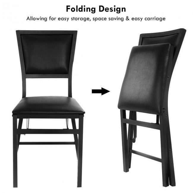 Set of 2 Metal Folding Chair Dining Chairs