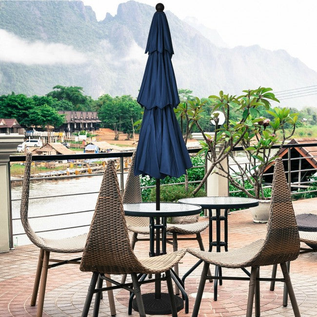 10ft Outdoor Patio 3 Tier Vented Offset Umbrella with 1.5" Aluminum Pole and 8 Sturdy Ribs