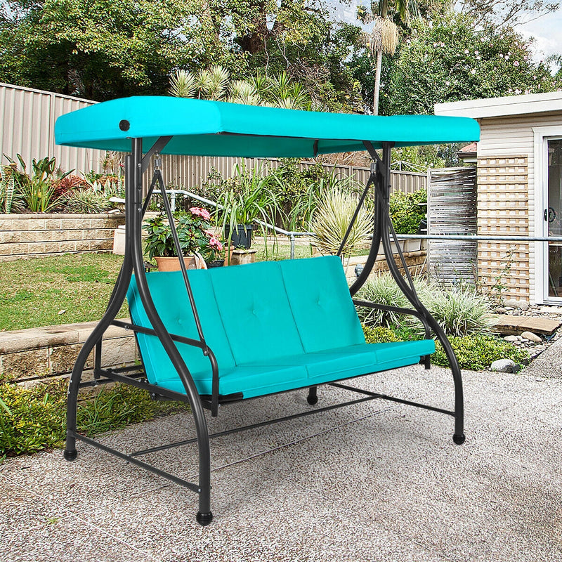 3 Seats Outdoor Swing Hammock with Adjustable Tilt Canopy