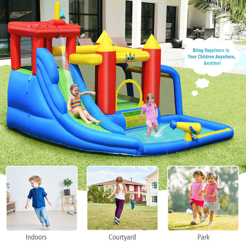 Inflatable Bouncer Bounce House with Water Slide Splash Pool without Blower