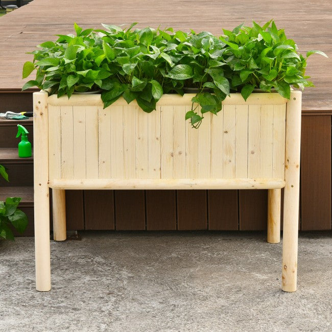 42" x 30" x 32" Raised Garden Bed Elevated Wooden Planter Box Stand with Bed Liner, 330lbs Capacity