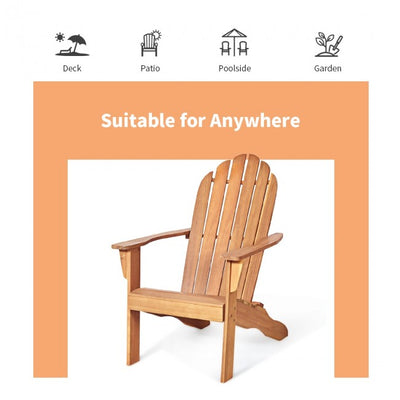 Outdoor Wooden Adirondack Lounge Chair Armchair with Ergonomic Design