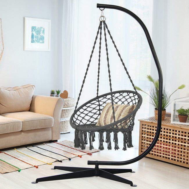 Hanging Hammock with solid steel C stand frame