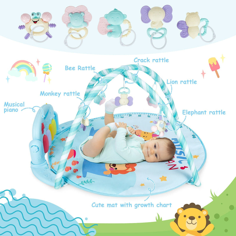 Baby Activity Play Mat with 5 Hanging Sensory Toys